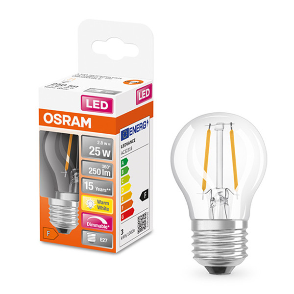 Osram LED lamp E27 | Kogel P45 | Filament | Helder | 2700K | Dimbaar | 2.8W (25W)  LOS00158 - 1