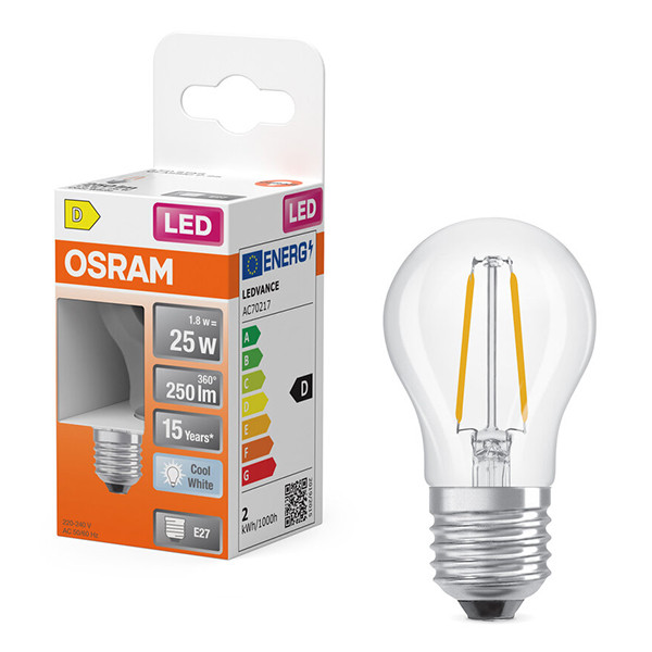 Osram LED lamp E27 | Kogel P45 | Filament | Helder | 4000K | 1.8W (25W) LOS02162 - 1