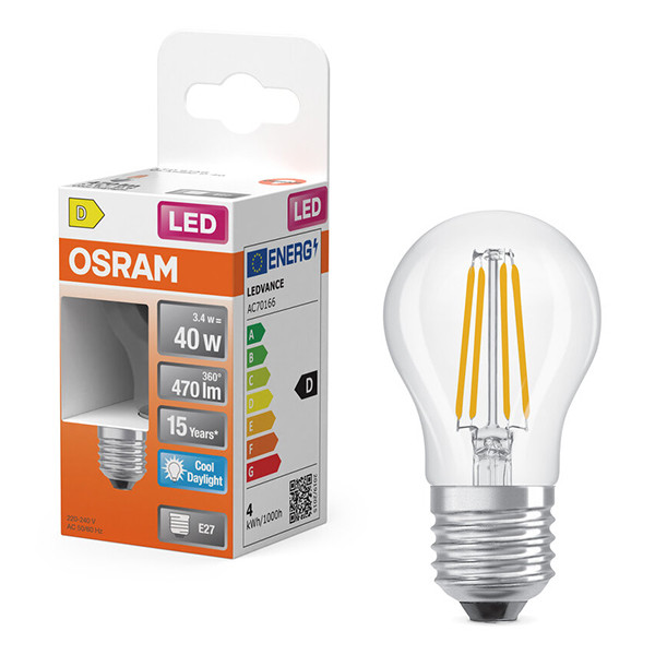 Osram LED lamp E27 | Kogel P45 | Filament | Helder | 6500K | 3.4W (40W) LOS02172 - 1