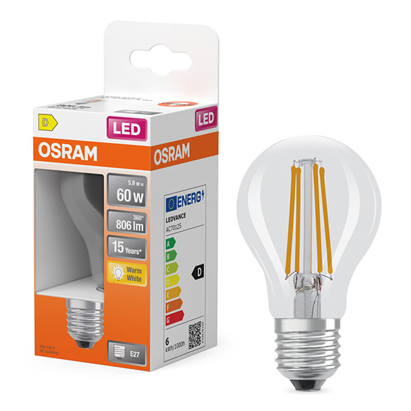 Osram LED lamp E27 | Peer A60 | Filament | 2700K | 5.9W (60W) LOS01827 - 1