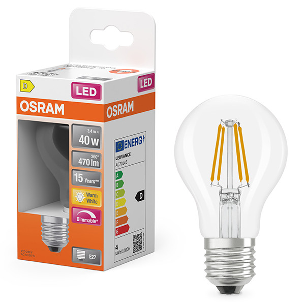 Osram LED lamp E27 | Peer A60 | Filament | 2700K | Dimbaar | 3.4W (40W) LOS01797 - 1