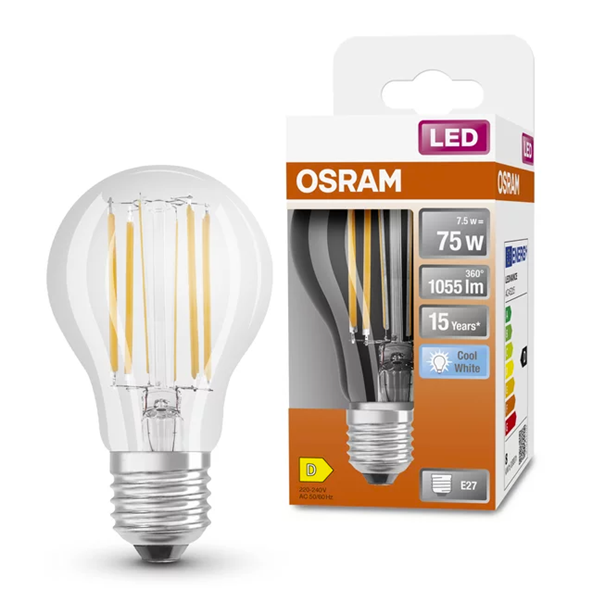 Osram LED lamp E27 | Peer A60 | Filament | 4000K | 7.5W (75W) LOS00082 - 1