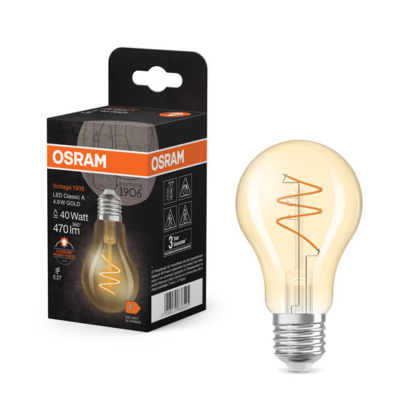 Osram LED lamp E27 | Peer A60 | Filament | Goud | 2200K | 4.9W (40W) LOS00826 - 1
