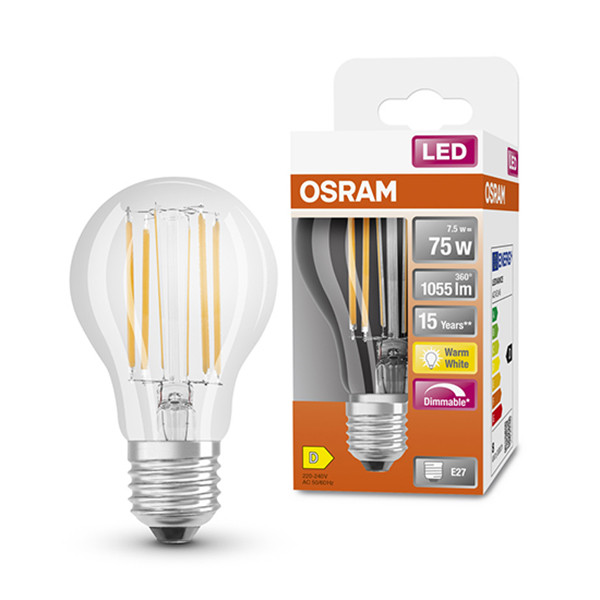 Osram LED lamp E27 | Peer A60 | Filament | Helder | 2700K | Dimbaar | 7.5W (75W)  LOS00030 - 1