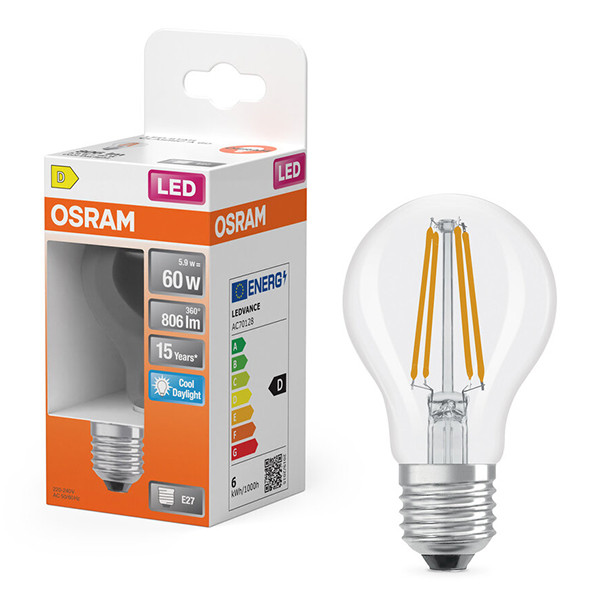 Osram LED lamp E27 | Peer A60 | Filament | Helder | 6500K | 5.9W (60W) LOS02122 - 1