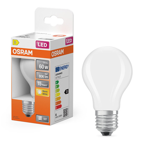 Osram LED lamp E27 | Peer A60 | Mat | 2700K | 5.9W (60W) LOS01839 - 1