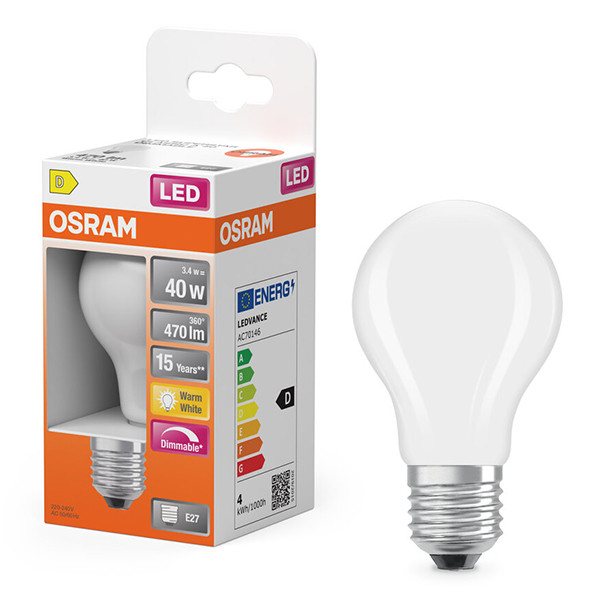 Osram LED lamp E27 | Peer A60 | Mat | 2700K | Dimbaar | 3.4W (40W) LOS01811 - 1