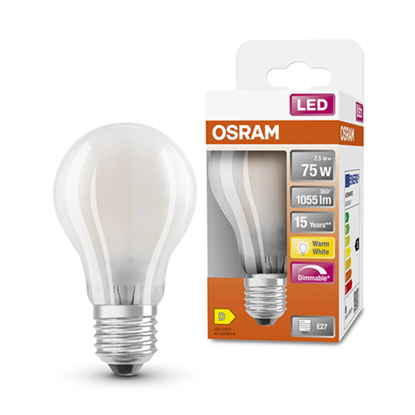 Osram LED lamp E27 | Peer A60 | Mat | 2700K | Dimbaar | 7.5W (75W)  LOS00048 - 1
