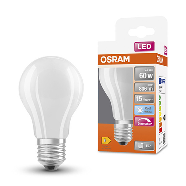 Osram LED lamp E27 | Peer A60 | Mat | 4000K | Dimbaar | 7W (60W)  LOS00046 - 1