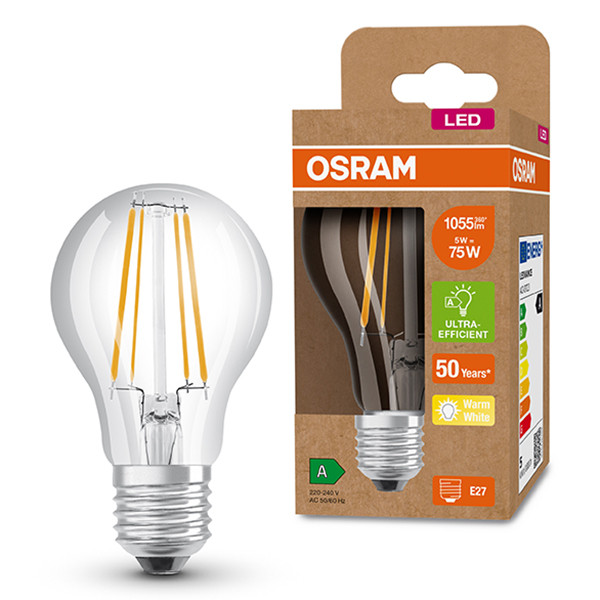 Osram LED lamp E27 | Peer A60 | Ultra Efficient | Filament | 3000K | 5W (75W)  LOS00222 - 1