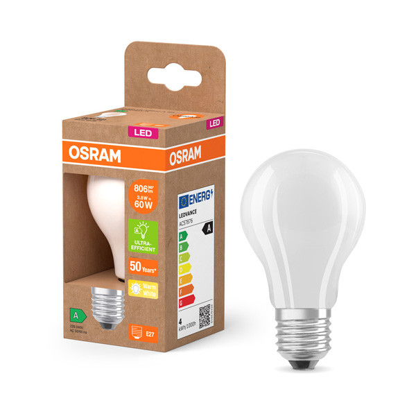 Osram LED lamp E27 | Peer A60 | Ultra Efficient | Mat | 2700K | 3.8W (60W) LOS00896 - 1