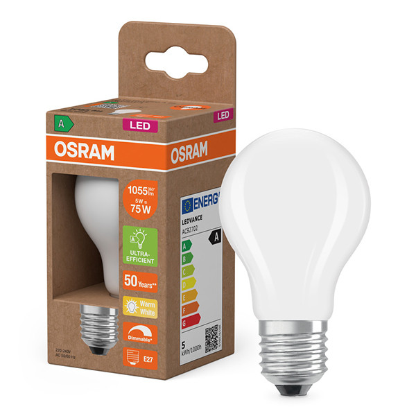 Osram LED lamp E27 | Peer A60 | Ultra Efficient | Mat | 2700K | Dimbaar | 5W (75W) LOS02453 - 1