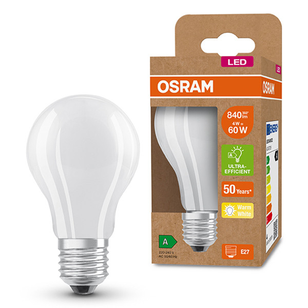 Osram LED lamp E27 | Peer A60 | Ultra Efficient | Mat | 3000K | 3.8W (60W)  LOS00228 - 1