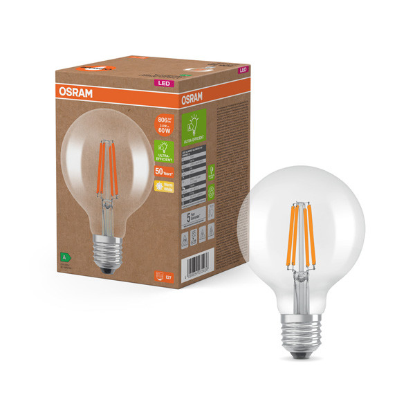 Osram LED lamp E27 | UltraEfficient | Globe G95 | Filament | 2700K | 3.8W (60W) LOS00996 - 1