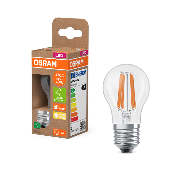 Osram LED lamp E27 | UltraEfficient | Kogel P45 | Filament | 2700K | 2.2W (40W) LOS00938 - 1