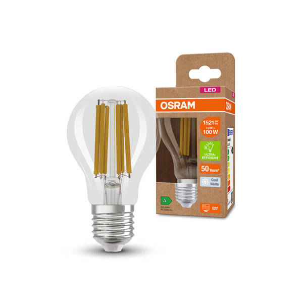 Osram LED lamp E27 | UltraEfficient | Peer A60 | Filament | 4000K | 7.2W (100W) LOS00914 - 1