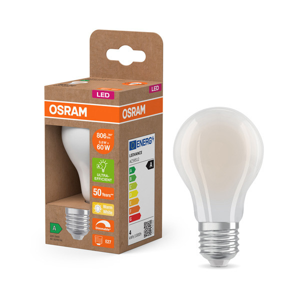 Osram LED lamp E27 | UltraEfficient | Peer A60 | Mat | 2700K | Dimbaar | 3.8W (60W) LOS00880 - 1