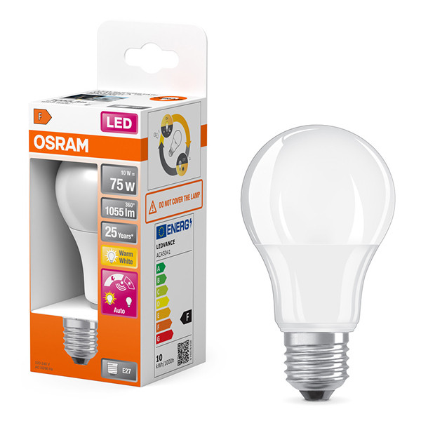 Osram LED lamp E27 met sensor | Dag/Nacht sensor | Peer A60 | Mat | 2700K | 10W (75W) LOS01671 - 1