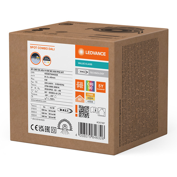 Osram Led inbouwspot | Rond | 2700-3000-4000K | Wit | Ø 68mm | IP65/20 | Dimbaar | 6W LOS02273 - 2