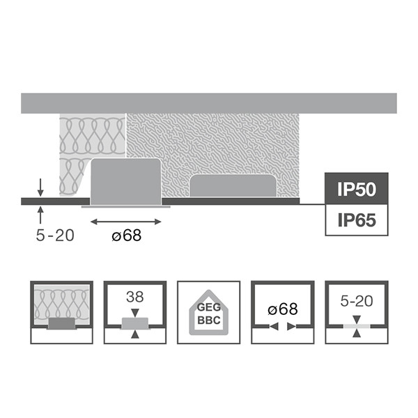 Osram Led inbouwspot | Rond | 2700-3000-4000K | Wit | Ø 68mm | IP65 | Dimbaar | 6W LOS02347 - 6