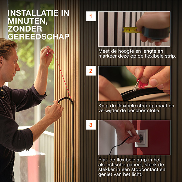Osram Led strip voor Akoestische Panelen | Flex | 2.6 meter | 3000K | 10mm | Start Set LOS01966 - 10