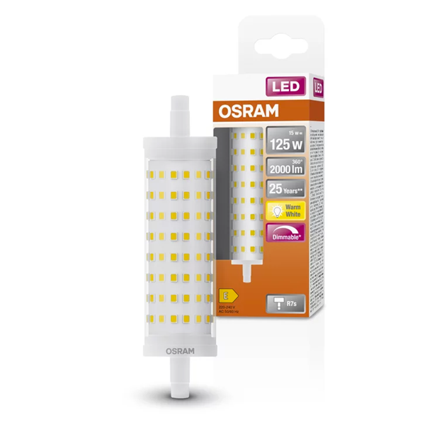 Osram R7S LED lamp | Staaflamp | 118mm | 2700K | Dimbaar | 15W (125W)  LOS00348 - 1