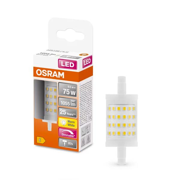 Osram R7S LED lamp | Staaflamp | 78mm | 2700K | Dimbaar | 9.5W (75W)  LOS00344 - 1