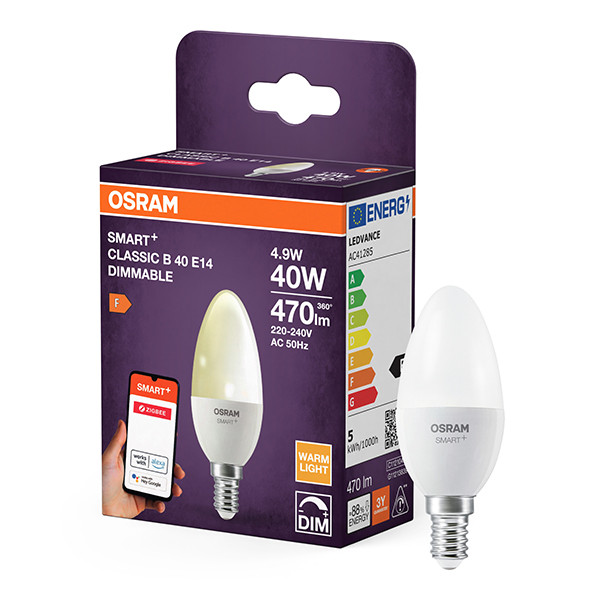 Osram Smart lamp E14 | Kaars B40 | Mat | 2700K | Zigbee | 4.9W (40W) LOS02370 - 1