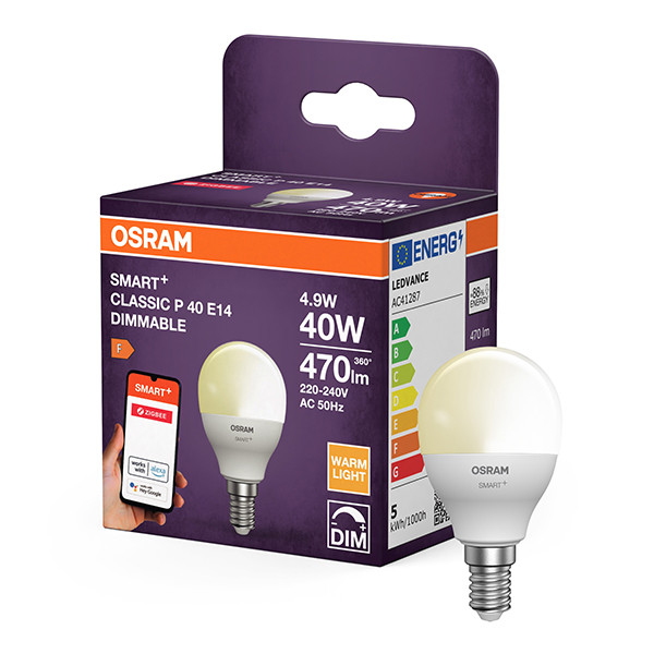 Osram Smart lamp E14 | Kogel P45 | Mat | 2700K | Zigbee | 4.9W (40W) LOS02371 - 1