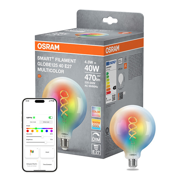 Osram Smart lamp E27 | Globe G125 | Helder | RGB + 2700-6500K | Matter over WiFi | 4.8W (40W) LOS02351 - 1