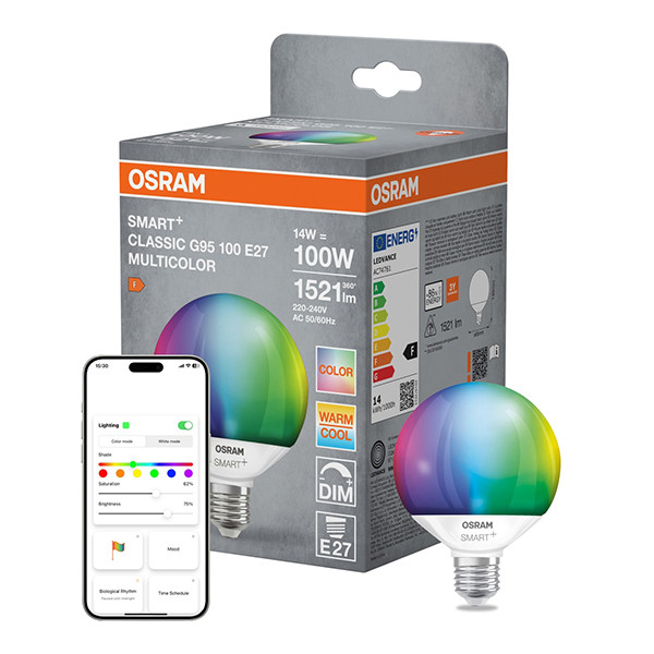 Osram Smart lamp E27 | Globe G95 | Mat | RGB + 2700-6500K | Matter over WiFi | 14W (100W) LOS02364 - 1