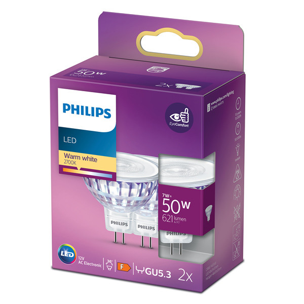 Aanbieding: 2x Philips GU5.3 LED spot | 2700K | 7W (50W) LPH02618 - 1