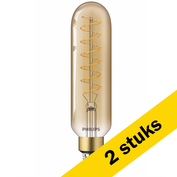 Aanbieding: 2x Philips LED lamp E27 | Buis | Vintage | Goud | 1800K | Dimbaar | 7W (40W) LPH02648 - 1