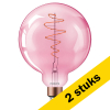 Aanbieding: 2x Philips LED lamp E27 | Globe G200 | Filament | Roze | 1800K | Dimbaar | 4.5W (25W) LPH02245 - 1