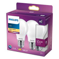Aanbieding: 2x Philips LED lamp E27 | Peer A60 | Mat | 2700K | 10.5W (100W) LPH02328