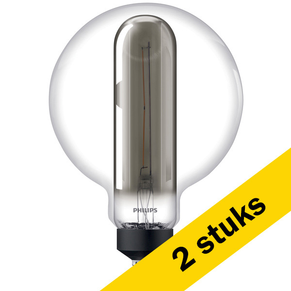 Aanbieding: 2x Philips XXL lamp E27 | Globe/Buis | Smoky | 1800K | Dimbaar | 6.5W (20W) LPH02662 - 1