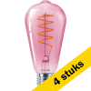 Aanbieding: 4x Philips LED lamp E27 | Edison ST64 | Filament Deco | Roze | 1800K | Dimbaar | 4.5W (25W) LPH02249 - 1