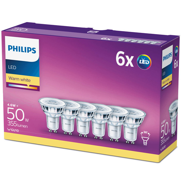 Aanbieding: 6x Philips GU10 LED spot | 2700K | 4.6W (50W) LPH02604 - 1