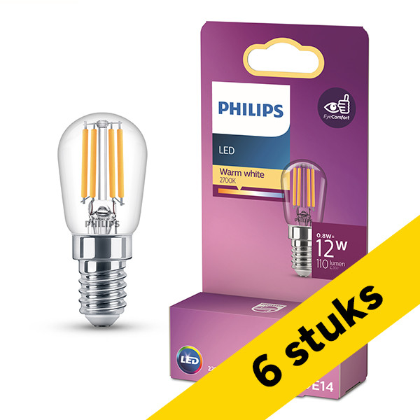 Aanbieding: 6x Philips LED lamp E14 | Buis T25s | Filament | 2700K | 0.8W (12W) LPH04144 - 1