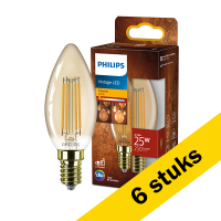 Aanbieding: 6x Philips LED lamp E14 | Kaars B35 | Filament | Goud | 1800K | 3.1W (25W) LPH03335