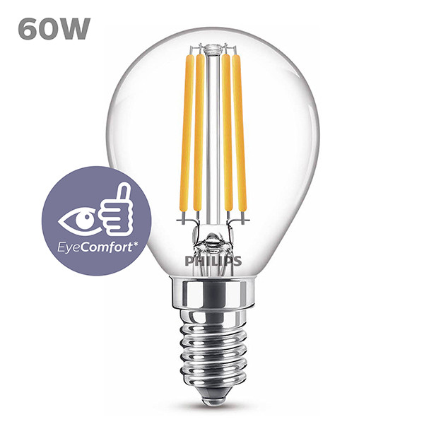 Aanbieding: 6x Philips LED lamp E14 | Kogel P45 | Filament | 2700K | 5.9W (60W) LPH04228 - 2
