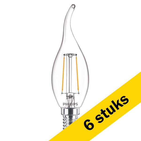 Aanbieding: 6x Philips LED lamp E14 | Sierkaars BA35 | Filament | 2200-2700K | WarmGlow | 3.4W (40W) LPH02564 - 1