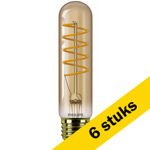 Aanbieding: 6x Philips LED lamp E27 | Buis | Vintage | Goud | 1800K | Dimbaar | 4W (25W) LPH02668 - 1