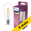 Aanbieding: 6x Philips LED lamp E27 | Edison ST64 | Filament | Helder | 2700K | 5.9W (60W) LPH04250 - 1