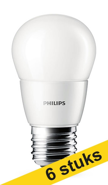 Philips Aanbieding: 6x Philips LED lamp E27 | Kogel P45 | Mat | 2700K | 4W (25W)  LPH00117 - 1