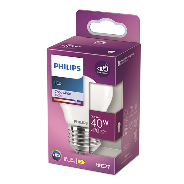 Aanbieding: 6x Philips LED lamp E27 | Kogel P45 | Mat | 4000K | 3.4W (40W) LPH04211 - 3