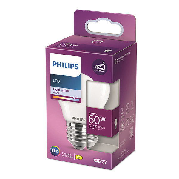 Aanbieding: 6x Philips LED lamp E27 | Kogel P45 | Mat | 4000K | 5.9W (60W) LPH04238 - 3