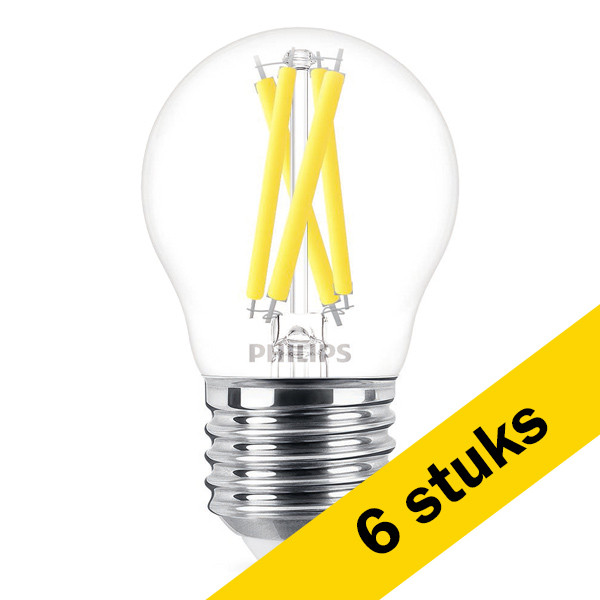 Aanbieding: 6x Philips LED lamp E27 | Kogel P45 | WarmGlow | Filament | 2200-2700K | 5.9W (60W) LPH02548 - 1