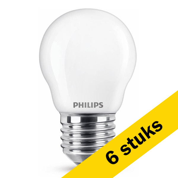Aanbieding: 6x Philips LED lamp E27 |  Kogel P45 | WarmGlow | Mat | 2200-2700K | 3.4W (40W) LPH02587 - 1