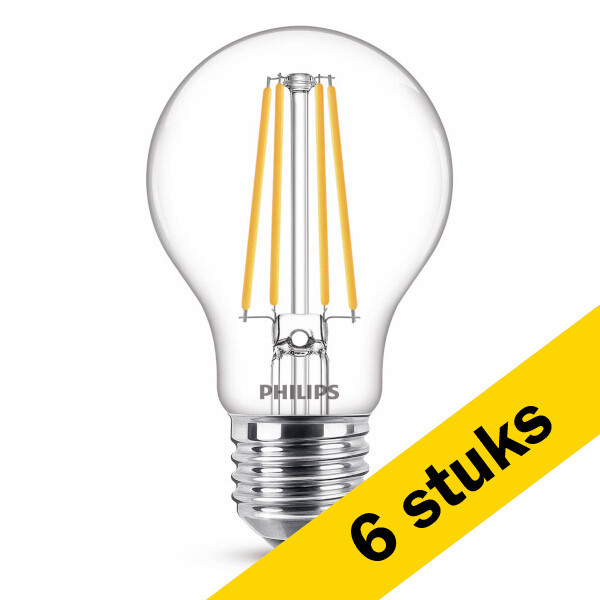 Aanbieding: 6x Philips LED lamp E27 | Peer A60 | Filament | 2700K | 8.5W (75W) LPH02339 - 1